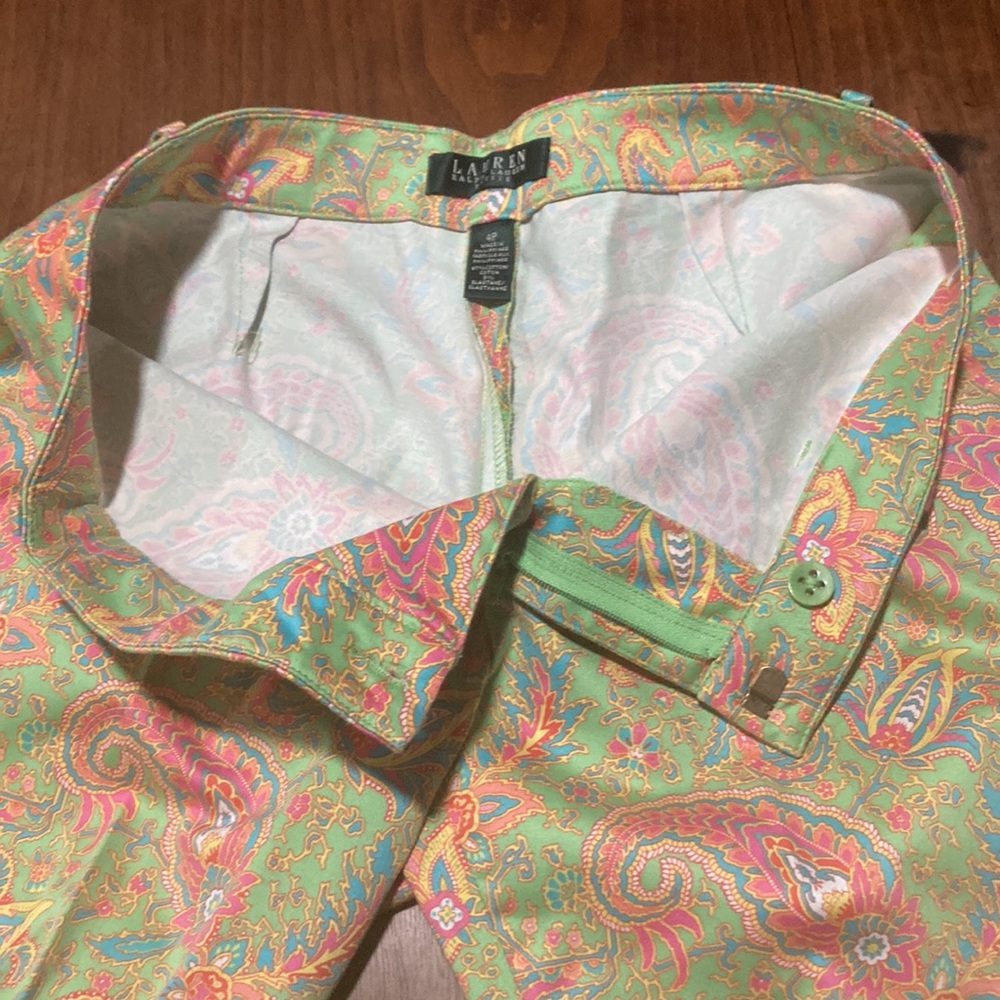 Lauren Ralph Lauren lime green pink paisley pants 4P - Picture 4 of 9